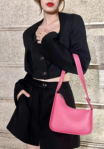 Luna Half Moon Leather Shoulder Bag Barbie