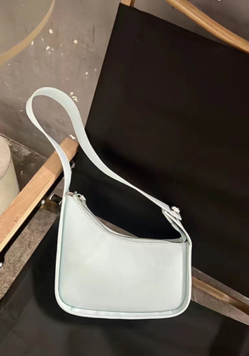 Luna Half Moon Leather Shoulder Bag Blue
