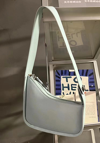 Luna Half Moon Leather Shoulder Bag Blue