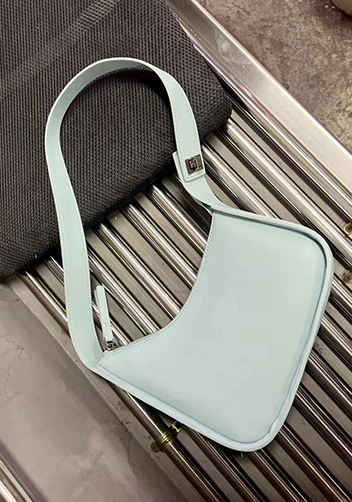 Luna Half Moon Leather Shoulder Bag Blue