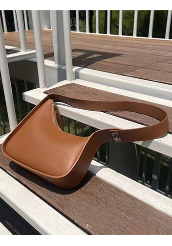 Luna Half Moon Leather Shoulder Bag Camel