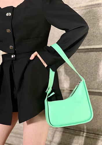 Luna Half Moon Leather Shoulder Bag Green