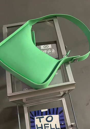Luna Half Moon Leather Shoulder Bag Green