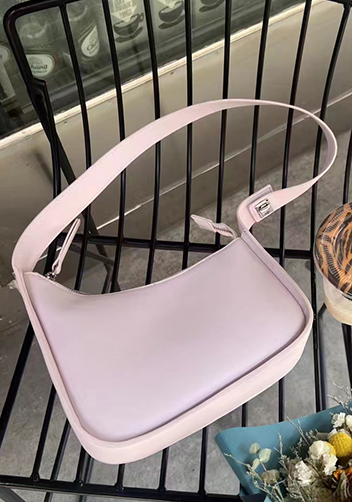 Luna Half Moon Leather Shoulder Bag Light Pink