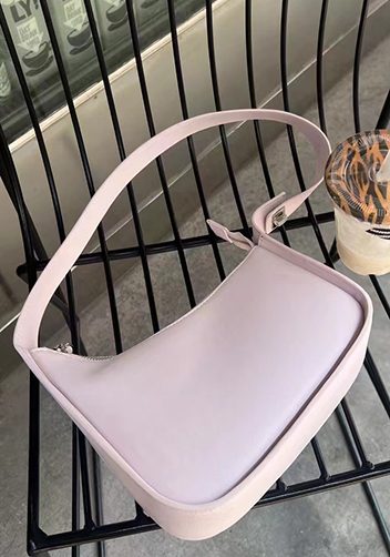 Luna Half Moon Leather Shoulder Bag Light Pink