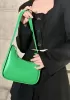 Luna Half Moon Leather Shoulder Bag Green Parakeet