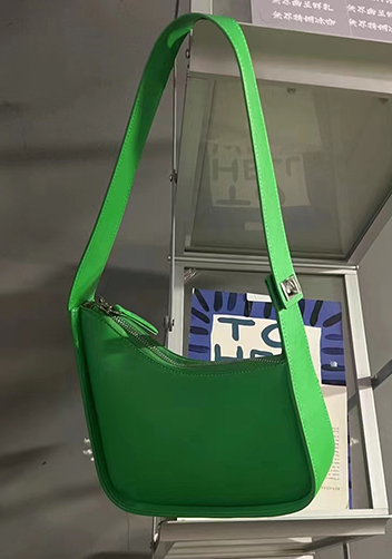 Luna Half Moon Leather Shoulder Bag Green Parakeet