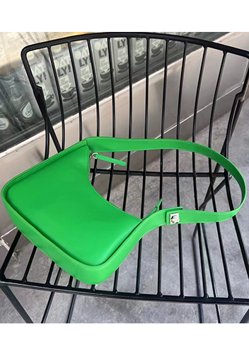 Luna Half Moon Leather Shoulder Bag Green Parakeet