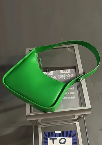 Luna Half Moon Leather Shoulder Bag Green Parakeet