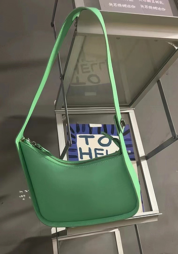 Luna Half Moon Leather Shoulder Bag Green Parakeet
