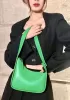 Luna Half Moon Leather Shoulder Bag Green Parakeet
