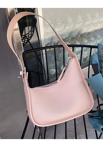 Luna Half Moon Leather Shoulder Bag Pink