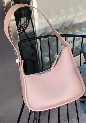 Luna Half Moon Leather Shoulder Bag Pink