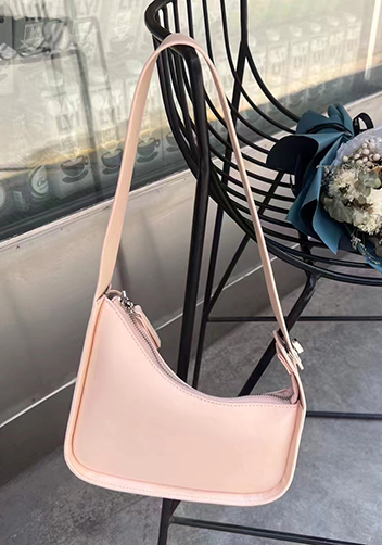 Luna Half Moon Leather Shoulder Bag Pink