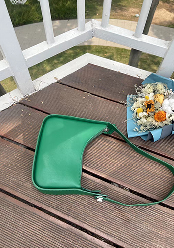 Luna Half Moon Leather Shoulder Bag Racing Green