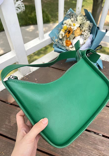Luna Half Moon Leather Shoulder Bag Racing Green