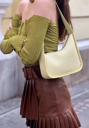 Luna Half Moon Leather Shoulder Bag Yellow