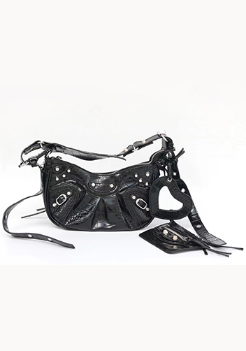 The Route 66 XS Croc Effect Faux Leather Shoulder Bag Black