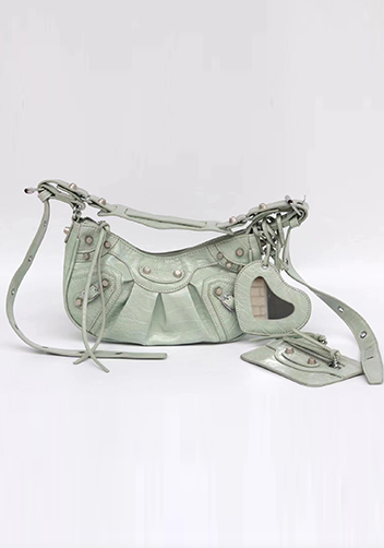 The Route 66 XS Croc Effect Faux Leather Shoulder Bag Green