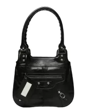 The Route 66 Faux Leather Hobo Shoulder Bag Black