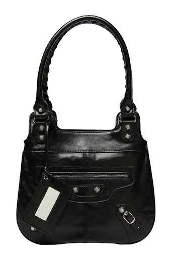 The Route 66 Faux Leather Hobo Shoulder Bag Black