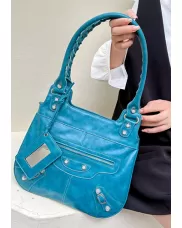 The Route 66 Faux Leather Hobo Shoulder Bag Blue