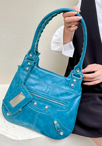 The Route 66 Faux Leather Hobo Shoulder Bag Blue