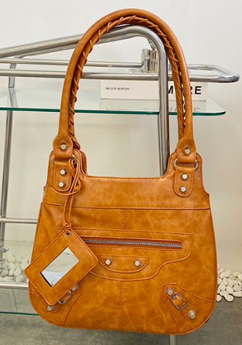 The Route 66 Faux Leather Hobo Shoulder Bag Camel