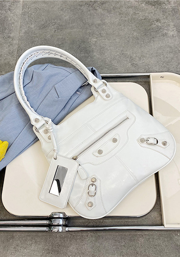 The Route 66 Faux Leather Hobo Shoulder Bag White