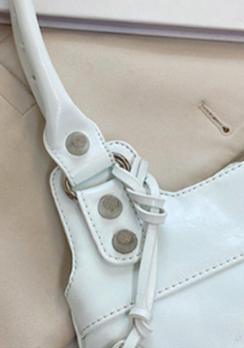 The Route 66 Faux Leather Hobo Shoulder Bag White