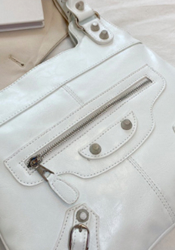 The Route 66 Faux Leather Hobo Shoulder Bag White