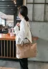 Mia Woven Medium Leather Shoulder Bag Beige