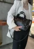 Mia Woven Small Leather Shoulder Bag Black