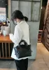 Mia Woven Small Leather Shoulder Bag Black