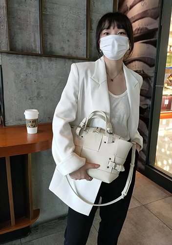 Mia Woven Small Leather Shoulder Bag Cream