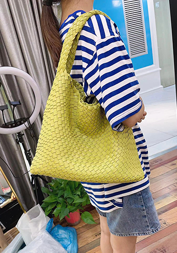 Mia Hobo Woven Single Handle Tote  Kiwi