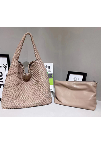 Mia Hobo Woven Single Handle Tote Beige