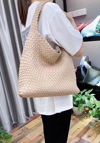 Mia Hobo Woven Single Handle Tote Beige