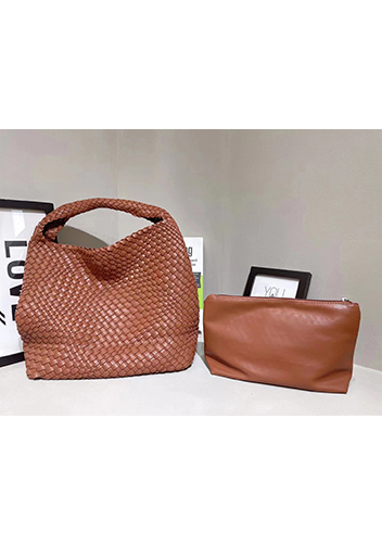 Mia Hobo Woven Single Handle Tote Brown