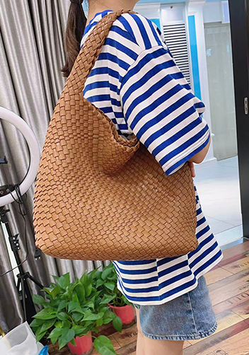 Mia Hobo Woven Single Handle Tote Camel