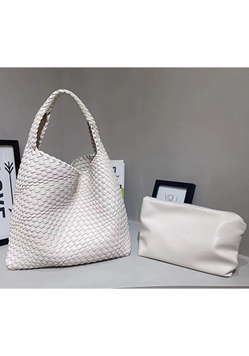 Mia Hobo Woven Single Handle Tote Cream