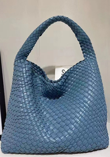 Mia Hobo Woven Single Handle Tote Dark Blue