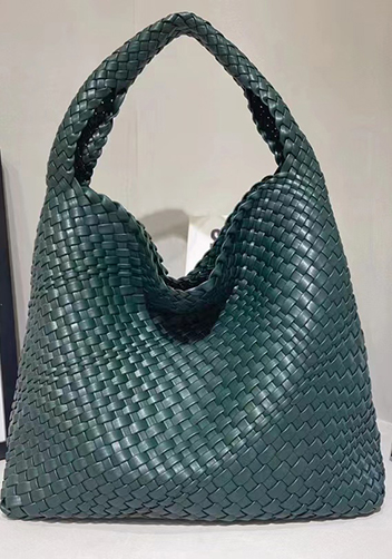 Mia Hobo Woven Single Handle Tote Dark Green