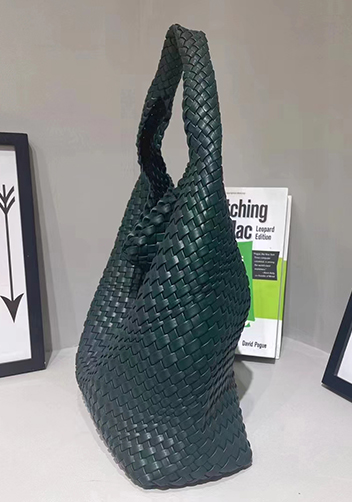 Mia Hobo Woven Single Handle Tote Dark Green