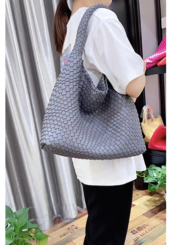 Mia Hobo Woven Single Handle Tote Grey
