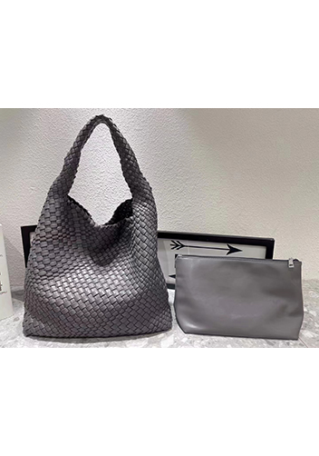 Mia Hobo Woven Single Handle Tote Grey