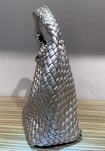 Mia Hobo Woven Single Handle Tote Grey Sliver