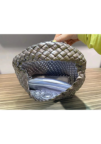 Mia Hobo Woven Single Handle Tote Grey Sliver