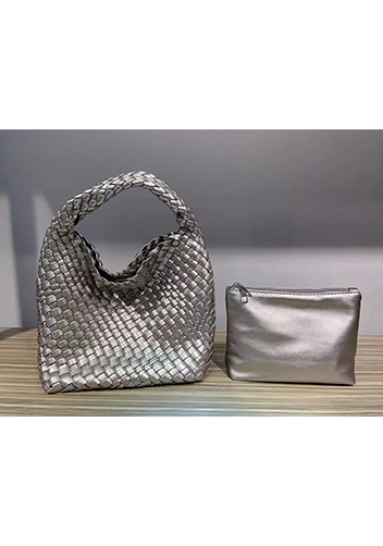 Mia Hobo Woven Single Handle Tote Grey Sliver