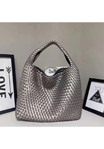 Mia Hobo Woven Single Handle Tote Grey Sliver
